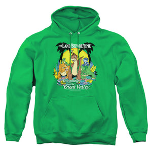 AN OFFCIALLY LICENSED LAND BEFORE TIME GREAT VALLEY ADULT UNISEX PULLOVER HOODIE KELLY GREEN
