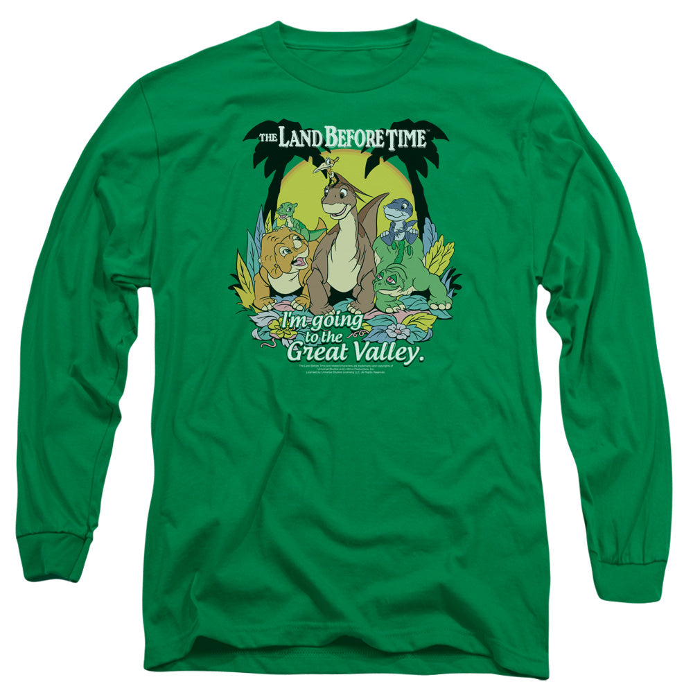 AN OFFCIALLY LICENSED LAND BEFORE TIME GREAT VALLEY MEN'S LONG SLEEVE T-SHIRT KELLY GREEN