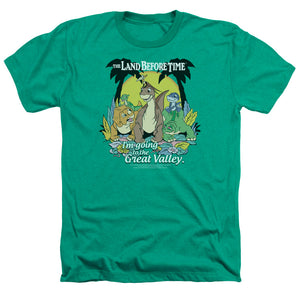 AN OFFCIALLY LICENSED LAND BEFORE TIME GREAT VALLEY MEN'S HEATHER T-SHIRT KELLY GREEN