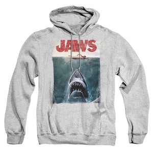 AN OFFCIALLY LICENSED JAWS TITLE ADULT UNISEX PULLOVER HOODIE ATHLETIC HEATHER