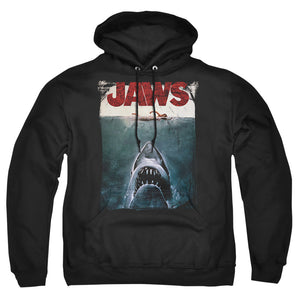 AN OFFCIALLY LICENSED JAWS TITLE ADULT UNISEX PULLOVER HOODIE BLACK