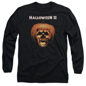 AN OFFCIALLY LICENSED HALLOWEEN II PUMPKIN SHELL MEN'S LONG SLEEVE T-SHIRT BLACK
