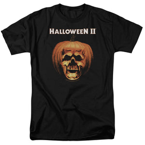 AN OFFCIALLY LICENSED HALLOWEEN II PUMPKIN SHELL MEN'S REGULAR FIT T-SHIRT BLACK