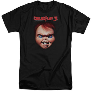 AN OFFCIALLY LICENSED CHILDS PLAY 3 CHUCKY MEN'S TALL FIT T-SHIRT BLACK