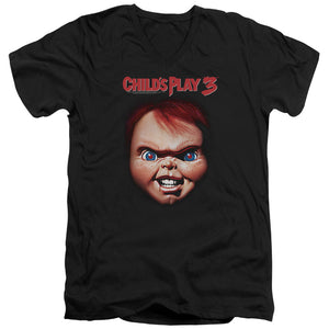 AN OFFCIALLY LICENSED CHILDS PLAY 3 CHUCKY MEN'S V-NECK T-SHIRT BLACK