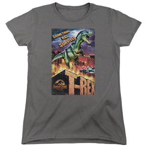 AN OFFCIALLY LICENSED JURASSIC PARK REX IN THE CITY WOMEN'S REGULAR FIT T-SHIRT CHARCOAL