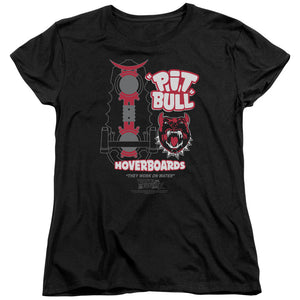 AN OFFCIALLY LICENSED BACK TO THE FUTURE II PIT BULL WOMEN'S REGULAR FIT T-SHIRT BLACK