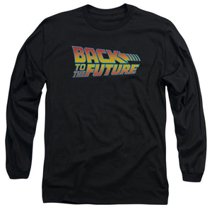 AN OFFCIALLY LICENSED BACK TO THE FUTURE LOGO MEN'S LONG SLEEVE T-SHIRT BLACK