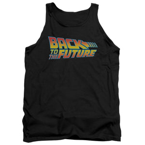AN OFFCIALLY LICENSED BACK TO THE FUTURE LOGO ADULT UNISEX TANK TOP BLACK