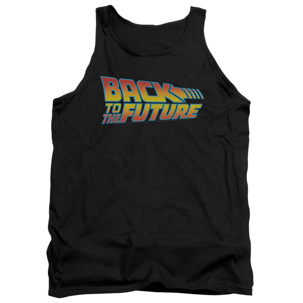 AN OFFCIALLY LICENSED BACK TO THE FUTURE LOGO ADULT UNISEX TANK TOP BLACK