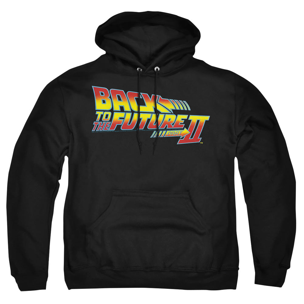 AN OFFCIALLY LICENSED BACK TO THE FUTURE II LOGO ADULT UNISEX PULLOVER HOODIE BLACK