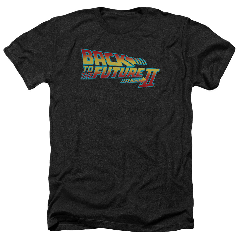 AN OFFCIALLY LICENSED BACK TO THE FUTURE II LOGO MEN'S HEATHER T-SHIRT CHARCOAL