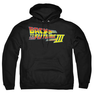AN OFFCIALLY LICENSED BACK TO THE FUTURE III LOGO ADULT UNISEX PULLOVER HOODIE BLACK