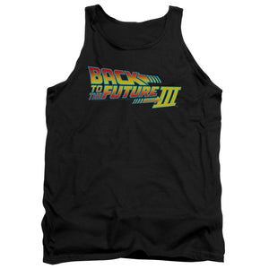 AN OFFCIALLY LICENSED BACK TO THE FUTURE III LOGO ADULT UNISEX TANK TOP BLACK