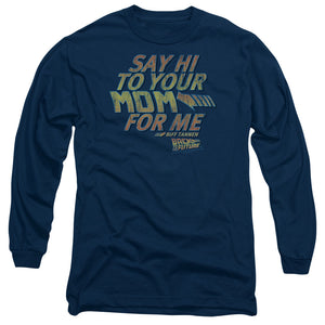 AN OFFCIALLY LICENSED BACK TO THE FUTURE SAY HI MEN'S LONG SLEEVE T-SHIRT NAVY