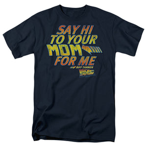 AN OFFCIALLY LICENSED BACK TO THE FUTURE SAY HI MEN'S REGULAR FIT T-SHIRT NAVY
