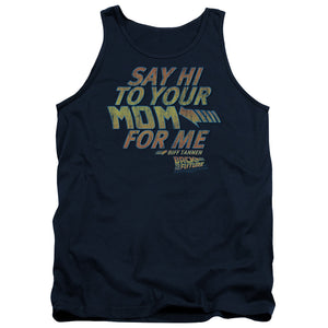 AN OFFCIALLY LICENSED BACK TO THE FUTURE SAY HI ADULT UNISEX TANK TOP NAVY
