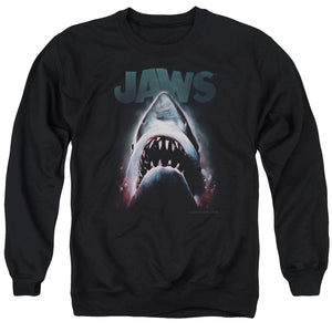 AN OFFCIALLY LICENSED JAWS TERROR IN THE DEEP ADULT UNISEX CREWNECK SWEATSHIRT BLACK