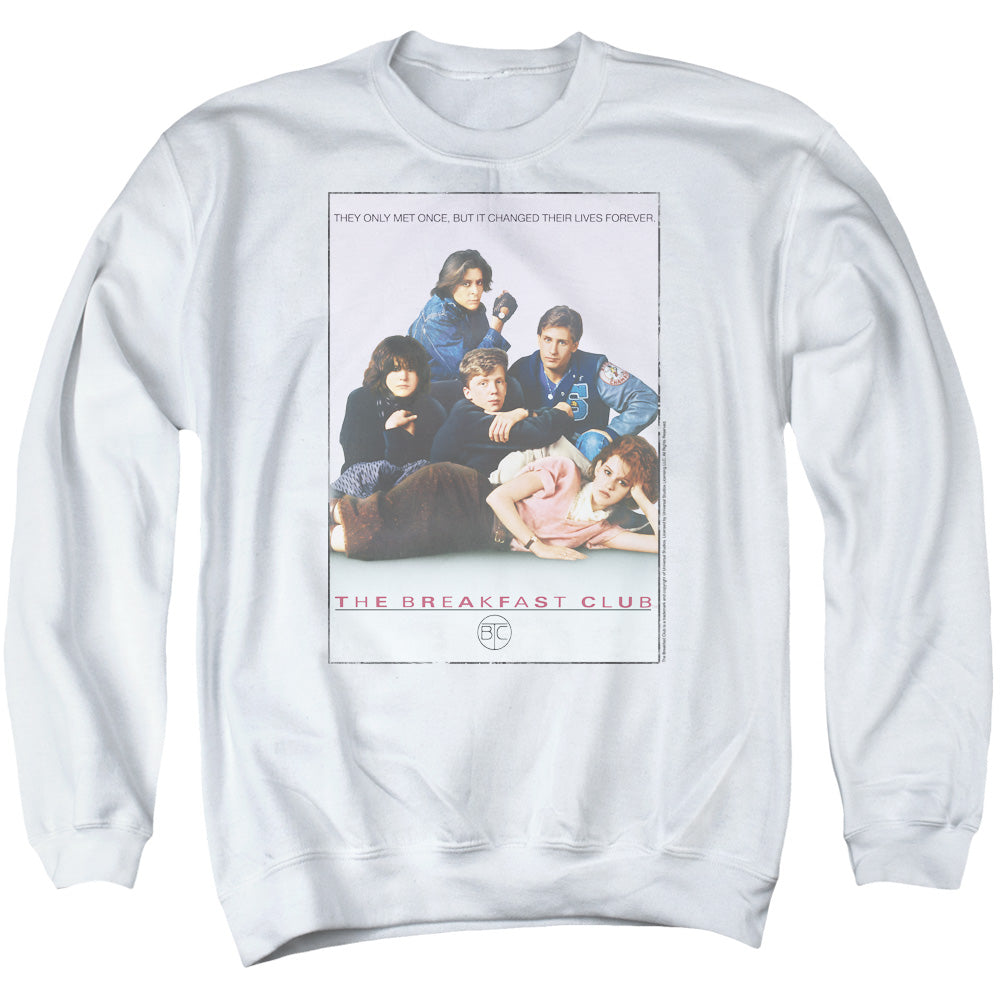 AN OFFCIALLY LICENSED BREAKFAST CLUB BC POSTER ADULT UNISEX CREWNECK SWEATSHIRT WHITE