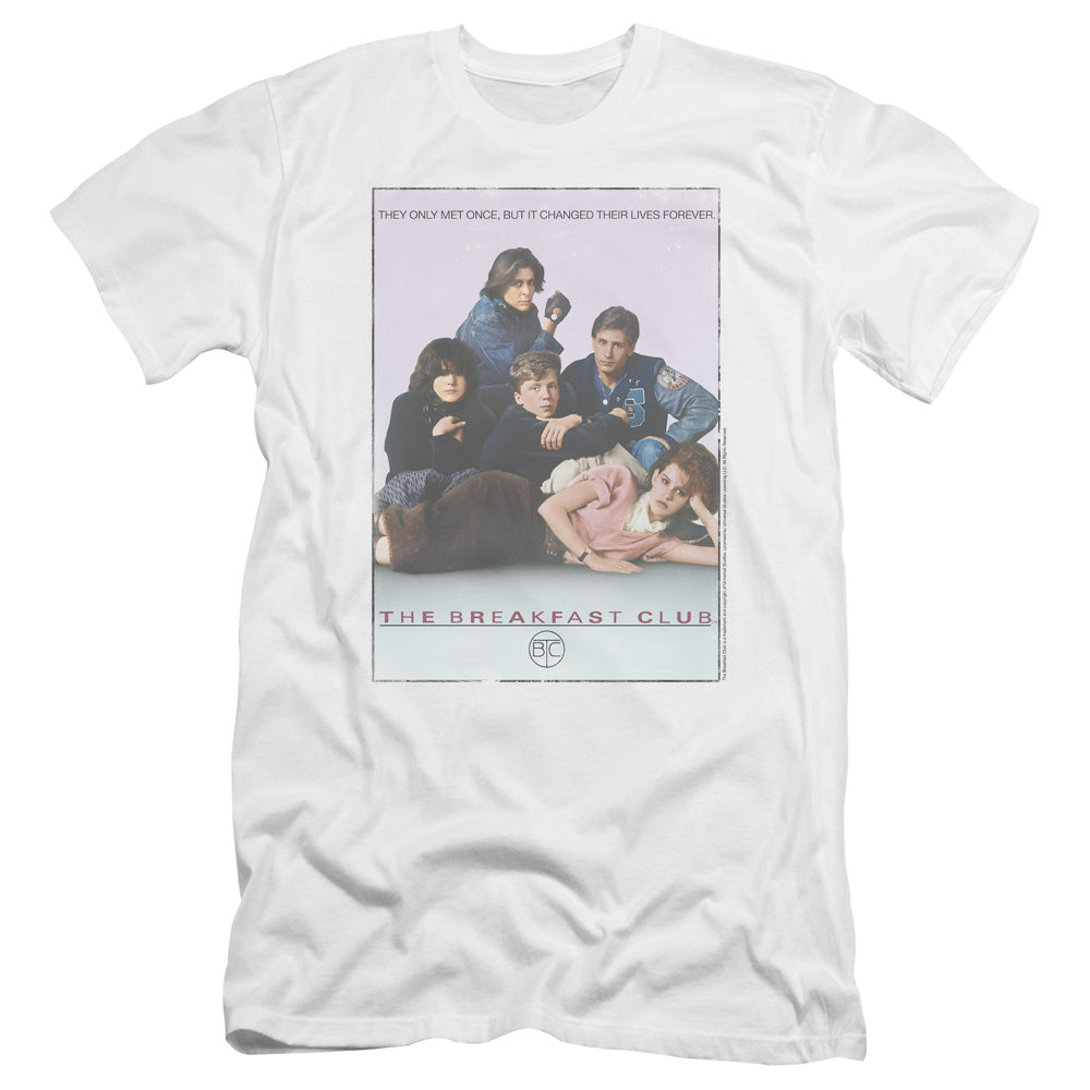 AN OFFCIALLY LICENSED BREAKFAST CLUB BC POSTER MEN'S PREMIUM SLIM FIT T-SHIRT WHITE