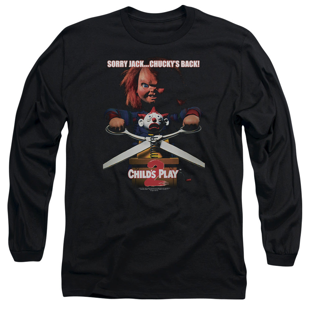 AN OFFCIALLY LICENSED CHILDS PLAY 2 CHUCKYS BACK MEN'S LONG SLEEVE T-SHIRT BLACK