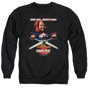 AN OFFCIALLY LICENSED CHILDS PLAY 2 CHUCKYS BACK ADULT UNISEX CREWNECK SWEATSHIRT BLACK