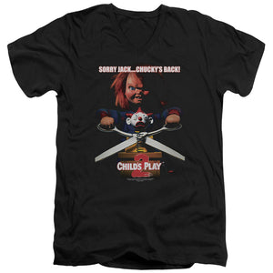 AN OFFCIALLY LICENSED CHILDS PLAY 2 CHUCKYS BACK MEN'S V-NECK T-SHIRT BLACK