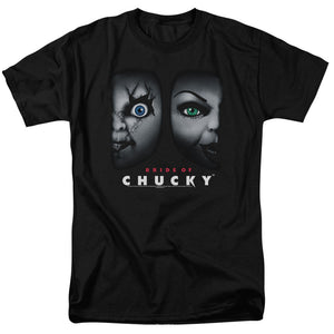 AN OFFCIALLY LICENSED BRIDE OF CHUCKY HAPPY COUPLE MEN'S REGULAR FIT T-SHIRT BLACK