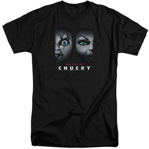 AN OFFCIALLY LICENSED BRIDE OF CHUCKY HAPPY COUPLE MEN'S TALL FIT T-SHIRT BLACK