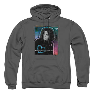 AN OFFCIALLY LICENSED BREAKFAST CLUB HEART DIES ADULT UNISEX PULLOVER HOODIE CHARCOAL