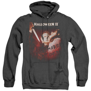 AN OFFCIALLY LICENSED HALLOWEEN II NIGHTMARE ADULT UNISEX HEATHER PULLOVER HOODIE BLACK