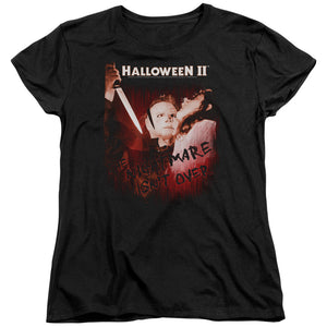 AN OFFCIALLY LICENSED HALLOWEEN II NIGHTMARE WOMEN'S REGULAR FIT T-SHIRT BLACK