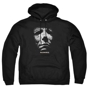 AN OFFCIALLY LICENSED HALLOWEEN II MASK ADULT UNISEX PULLOVER HOODIE BLACK