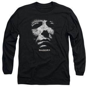 AN OFFCIALLY LICENSED HALLOWEEN II MASK MEN'S LONG SLEEVE T-SHIRT BLACK