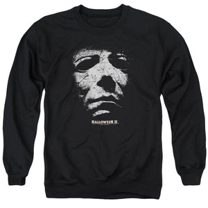 AN OFFCIALLY LICENSED HALLOWEEN II MASK ADULT UNISEX CREWNECK SWEATSHIRT BLACK