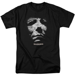 AN OFFCIALLY LICENSED HALLOWEEN II MASK MEN'S REGULAR FIT T-SHIRT BLACK