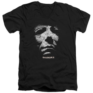 AN OFFCIALLY LICENSED HALLOWEEN II MASK MEN'S V-NECK T-SHIRT BLACK