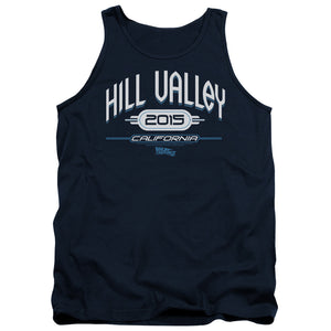 AN OFFCIALLY LICENSED BACK TO THE FUTURE II HILL VALLEY 2015 ADULT UNISEX TANK TOP NAVY