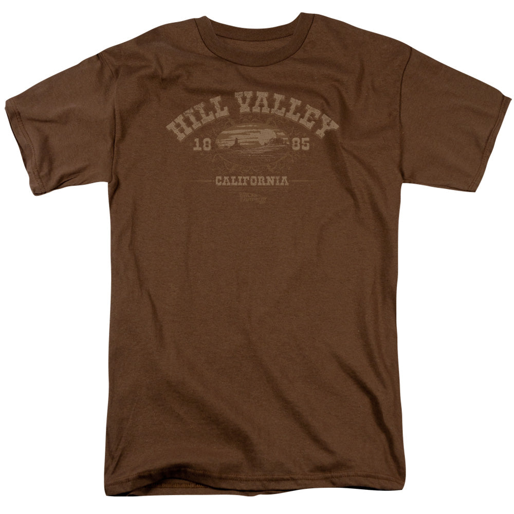 AN OFFCIALLY LICENSED BACK TO THE FUTURE III HILL VALLEY 1885 MEN'S REGULAR FIT T-SHIRT COFFEE