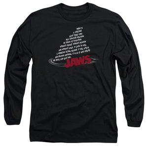 AN OFFCIALLY LICENSED JAWS DORSAL TEXT MEN'S LONG SLEEVE T-SHIRT BLACK