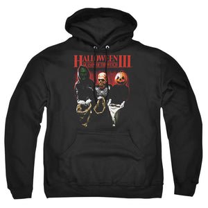 AN OFFCIALLY LICENSED HALLOWEEN III TRICK OR TREAT ADULT UNISEX PULLOVER HOODIE BLACK