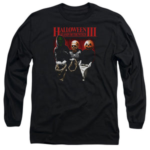 AN OFFCIALLY LICENSED HALLOWEEN III TRICK OR TREAT MEN'S LONG SLEEVE T-SHIRT BLACK
