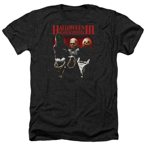 AN OFFCIALLY LICENSED HALLOWEEN III TRICK OR TREAT MEN'S HEATHER T-SHIRT CHARCOAL