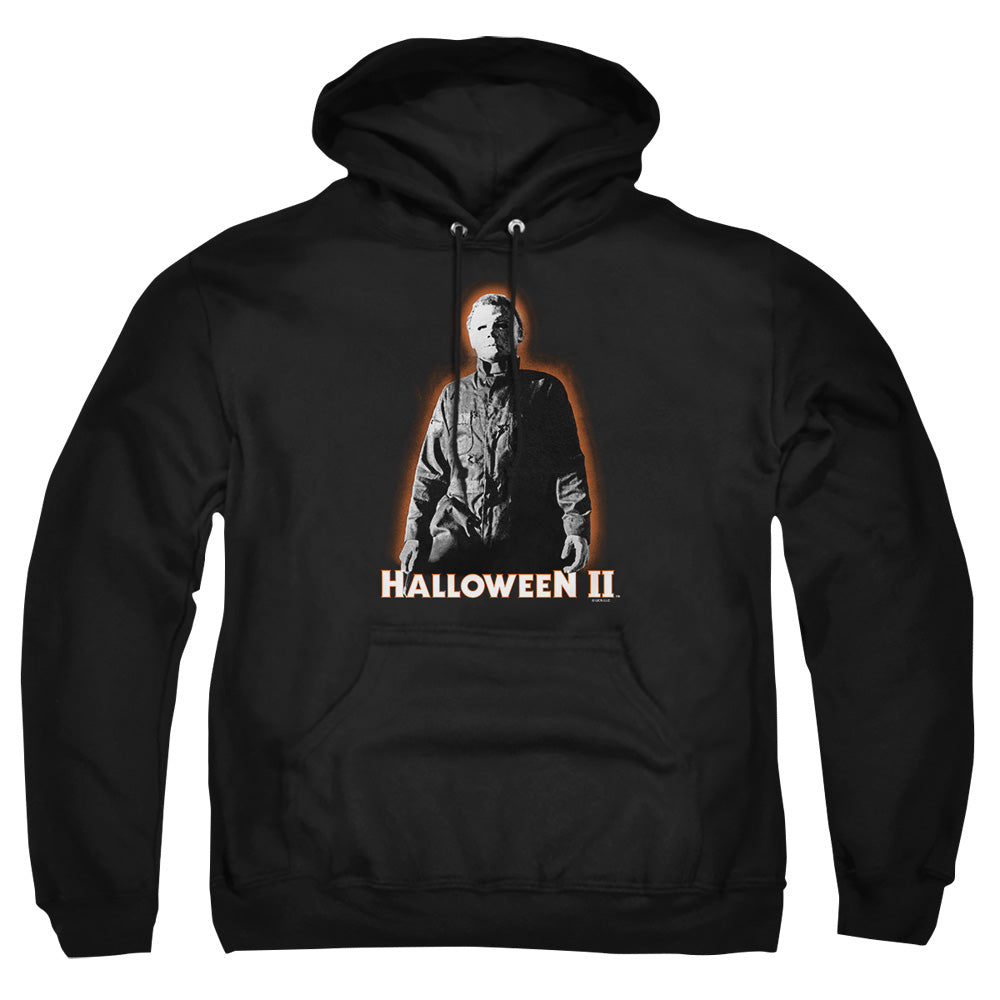 AN OFFCIALLY LICENSED HALLOWEEN II MICHAEL MYERS ADULT UNISEX PULLOVER HOODIE BLACK