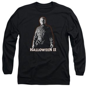 AN OFFCIALLY LICENSED HALLOWEEN II MICHAEL MYERS MEN'S LONG SLEEVE T-SHIRT BLACK
