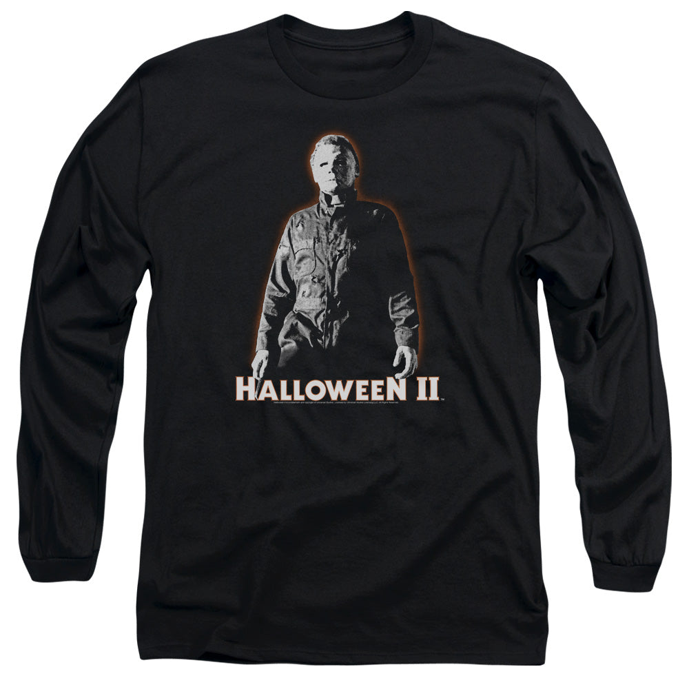 AN OFFCIALLY LICENSED HALLOWEEN II MICHAEL MYERS MEN'S LONG SLEEVE T-SHIRT BLACK