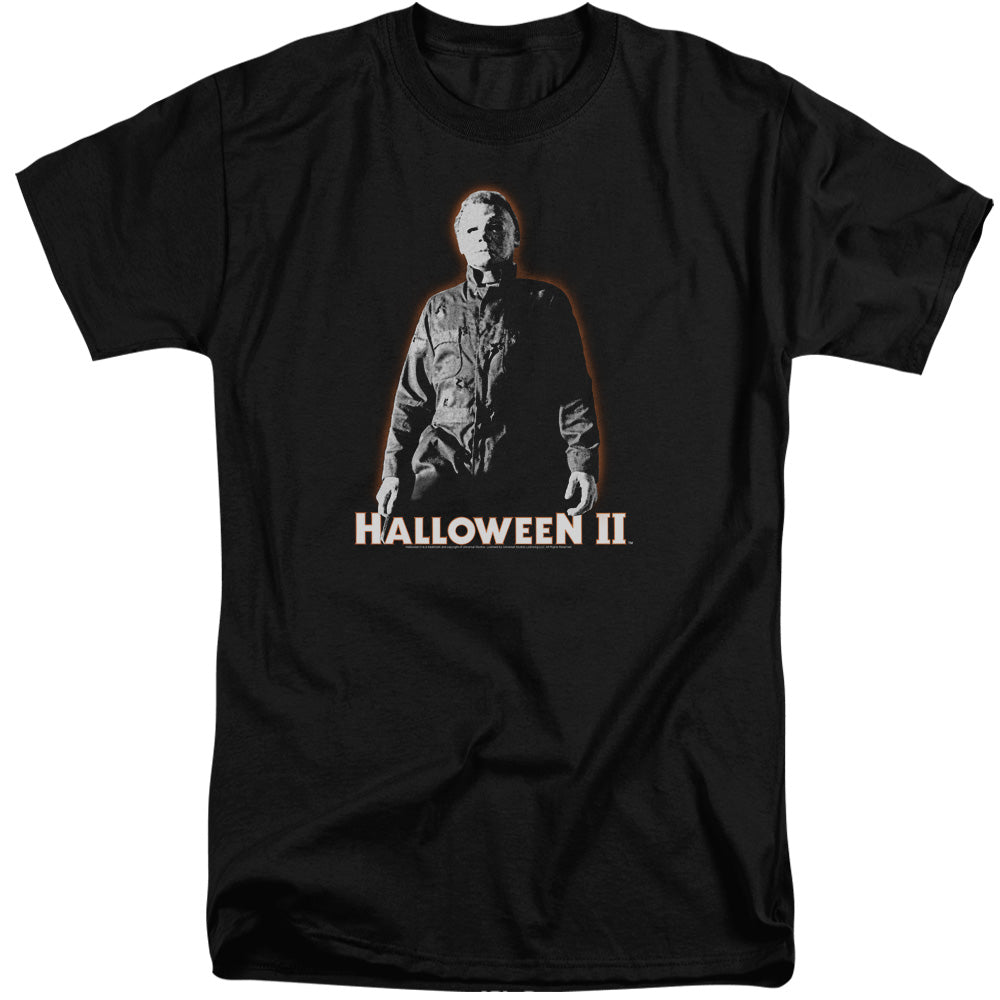 AN OFFCIALLY LICENSED HALLOWEEN II MICHAEL MYERS MEN'S TALL FIT T-SHIRT BLACK