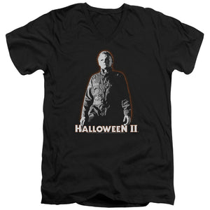 AN OFFCIALLY LICENSED HALLOWEEN II MICHAEL MYERS MEN'S V-NECK T-SHIRT BLACK