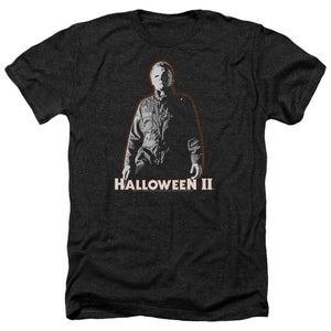 AN OFFCIALLY LICENSED HALLOWEEN II MICHAEL MYERS MEN'S HEATHER T-SHIRT CHARCOAL