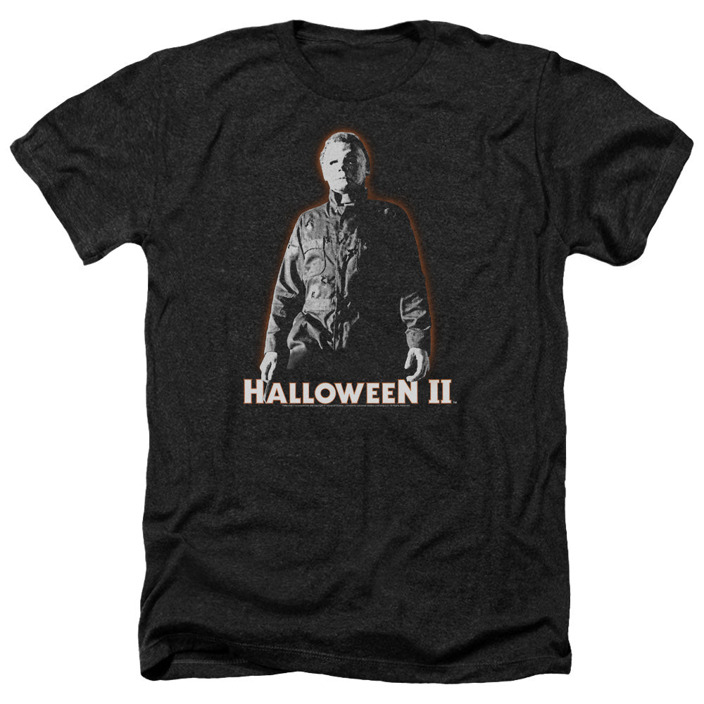 AN OFFCIALLY LICENSED HALLOWEEN II MICHAEL MYERS MEN'S HEATHER T-SHIRT CHARCOAL
